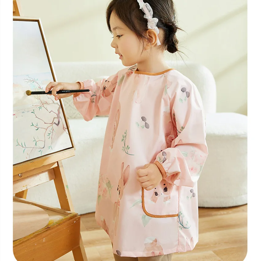 

Girls' Winter Art Smock - Waterproof & Oil-Resistant Apron for Painting, Calligraphy & Crafts