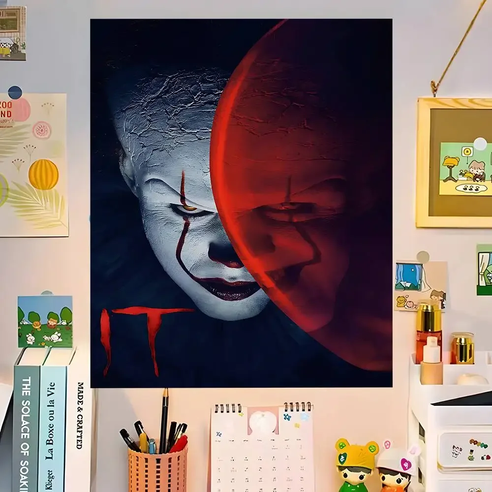 فيلم الرعب It P-Pennywise مهرج أنيمي الكرتون نسيج الهبي زهرة جدار السجاد النوم ديكور ديكور فني للمنزل