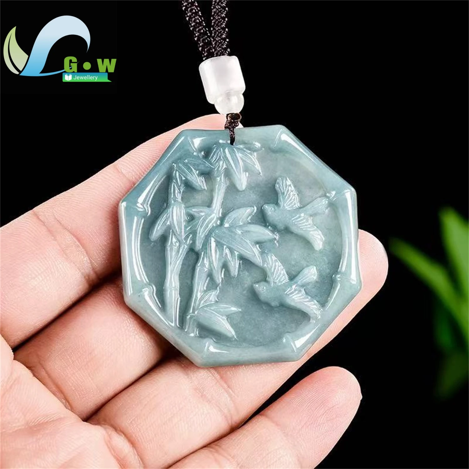 Natural Icy Blue Jadeite Bamboo Segment Pendant Necklace for Women Minimalist Fine Jewelry Gift Lucky Growth Smooth Everyday