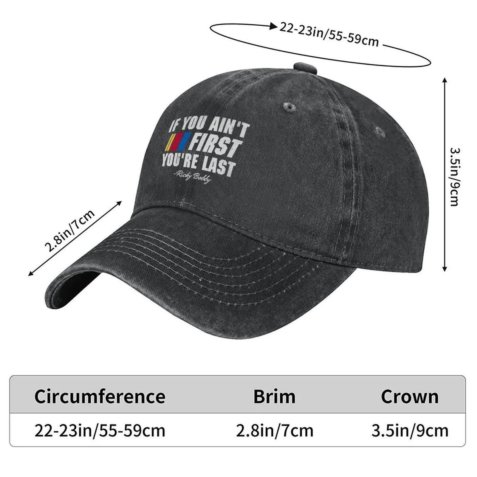 Talladega Nights Ricky Bobby If You Ain't First You're Last Baseball Cap Anime Hat Sunhat Visor Caps Women Men's