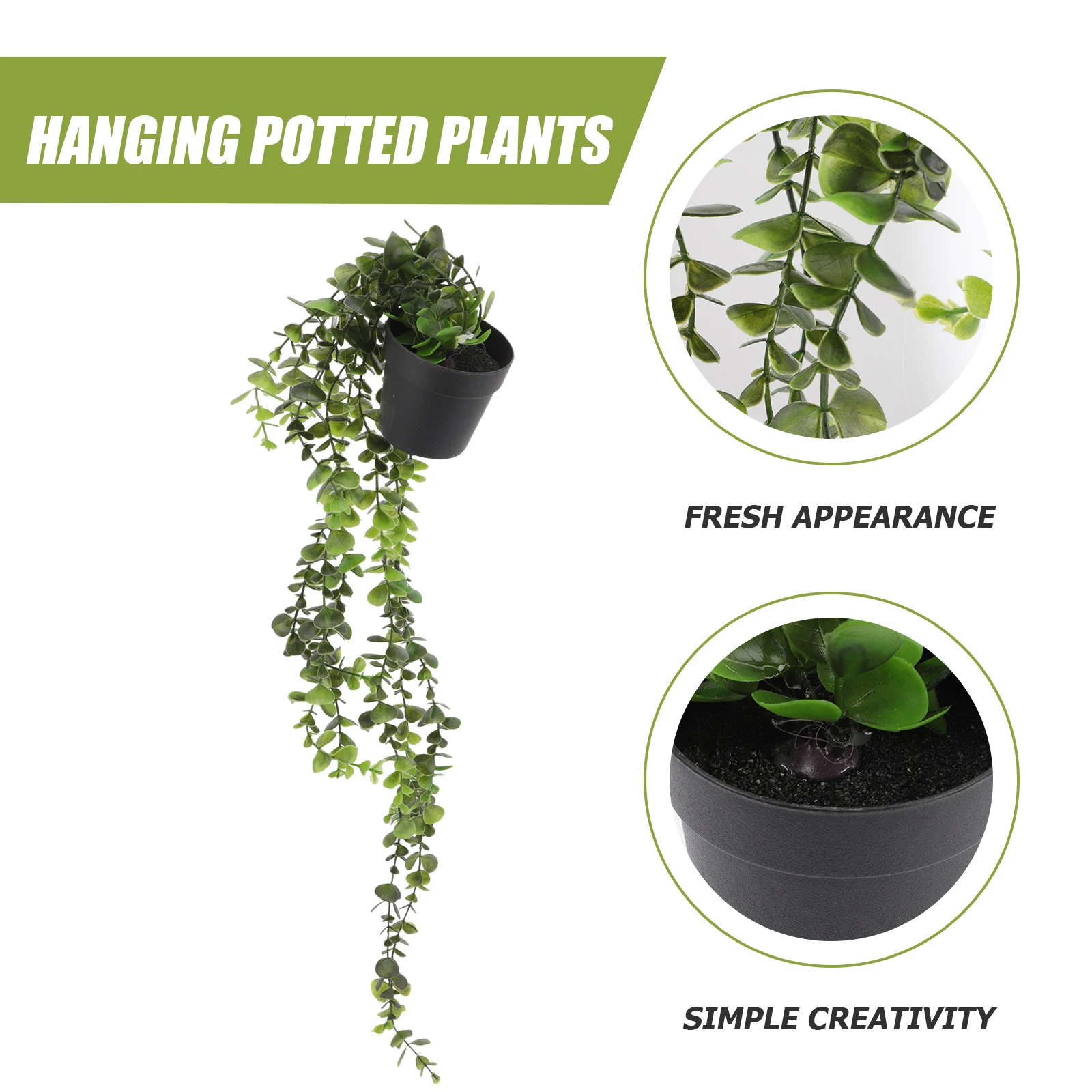 

2pcs Artificial Green Potted Plants Delicate Fake Plant Rattans Wall-mounted Garden Decoration Outdoor Indoor