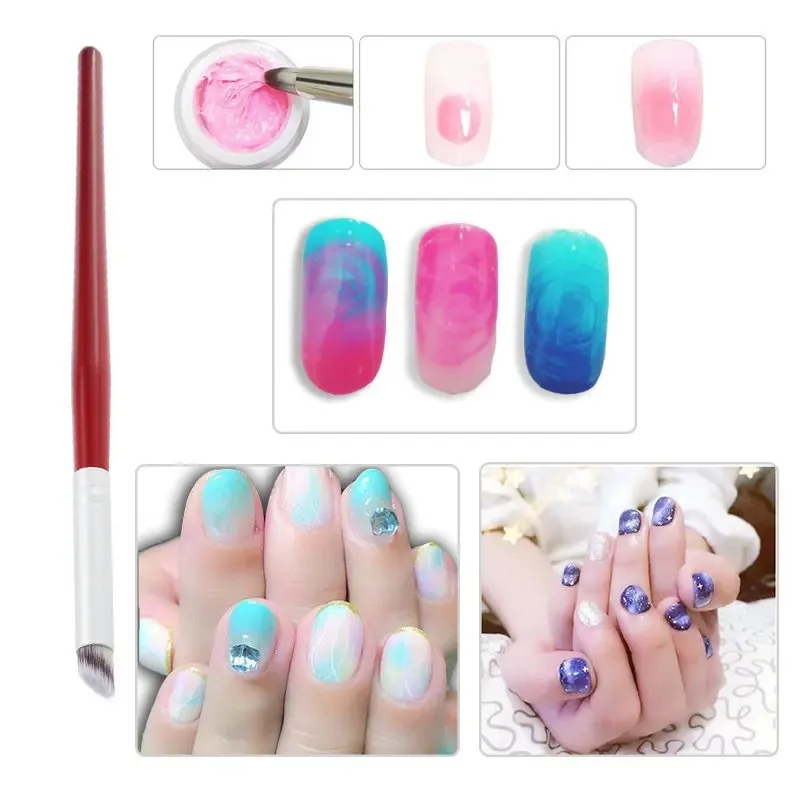 2 قطعة/المجموعة مسمار فرشاة فنية UV جل اللوحة رسم مانيكير القلم أدوات DIY ملحق الصباغ التدرج القلم مسمار اللوحة #2