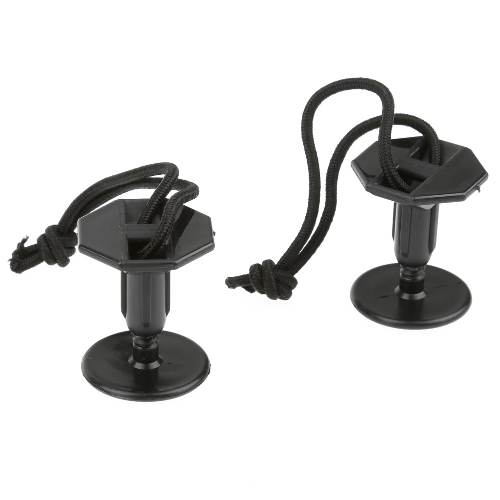 1 PAIR of LEASH PLUGS with CORD STRING SURFBOARD SURFING BOARD BLK
