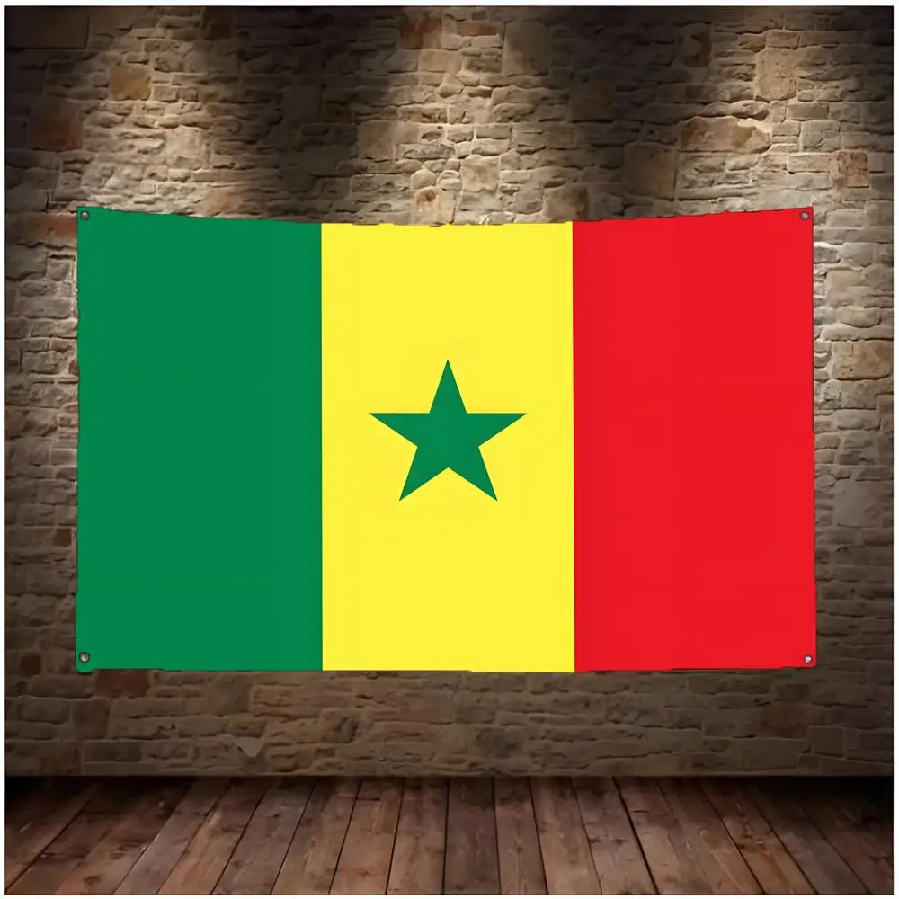 Senegal West Africa Flags Daily four ring borderless design indoor outdoor decor easy hang install