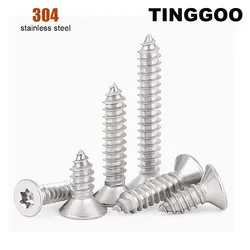 5/50pcs 304 Stainless Steel M2 M2.3 M2.6 M3 to M6 Six Lobe Torx Flat Countersunk Head with Pin Security Self-tapping Wood Screw