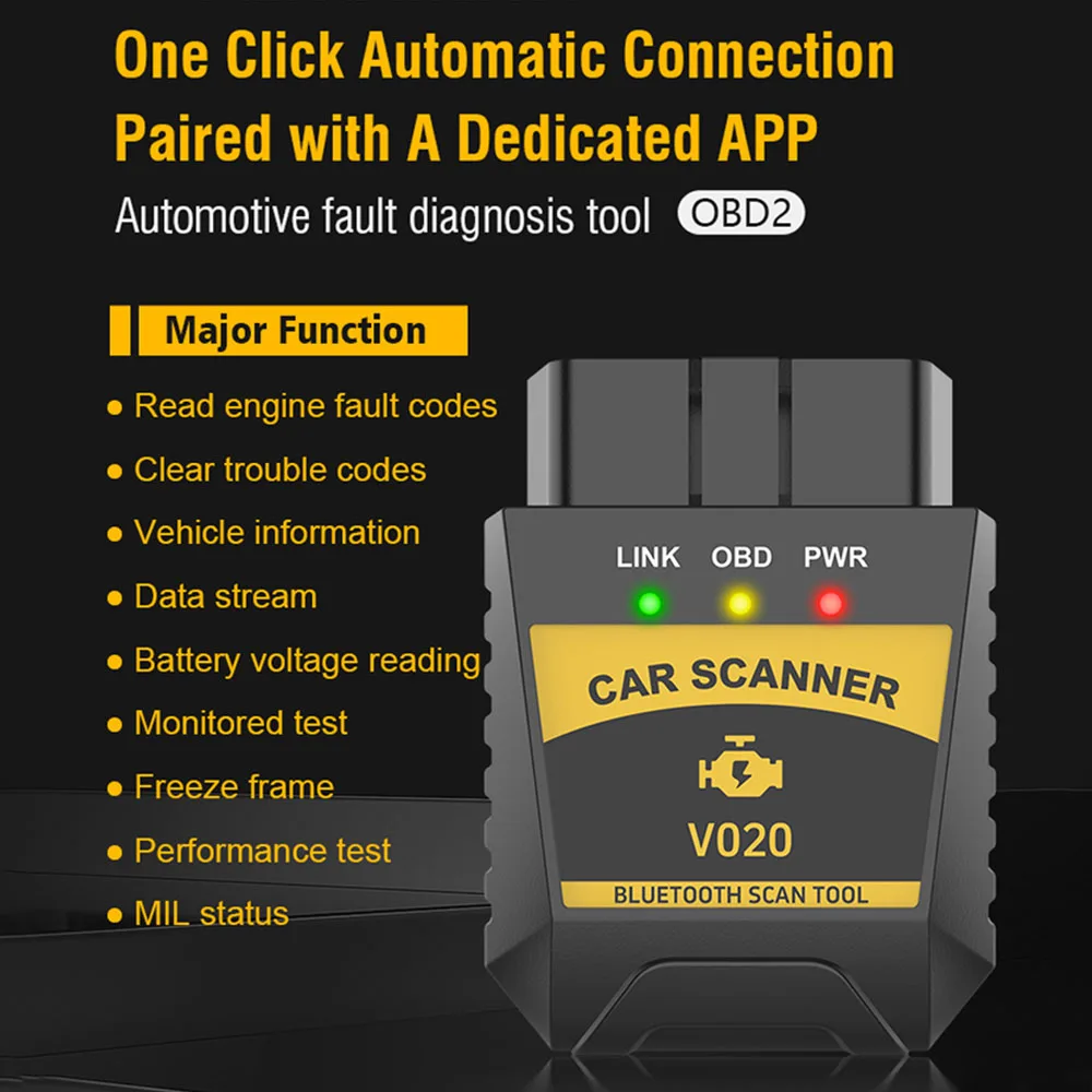 Ferramenta de diagnóstico do carro para IOS Android e PC, ler e limpar o leitor de código de falha, Bluetooth 4.0, 2.0, V1.1, OBD2, OBD II Scanner