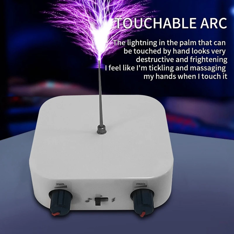 White Music For Tesla Coil Music Box Artificial Lightning-Pattern Touchable Audio Input Bluetooth Science Experiment US-Plug