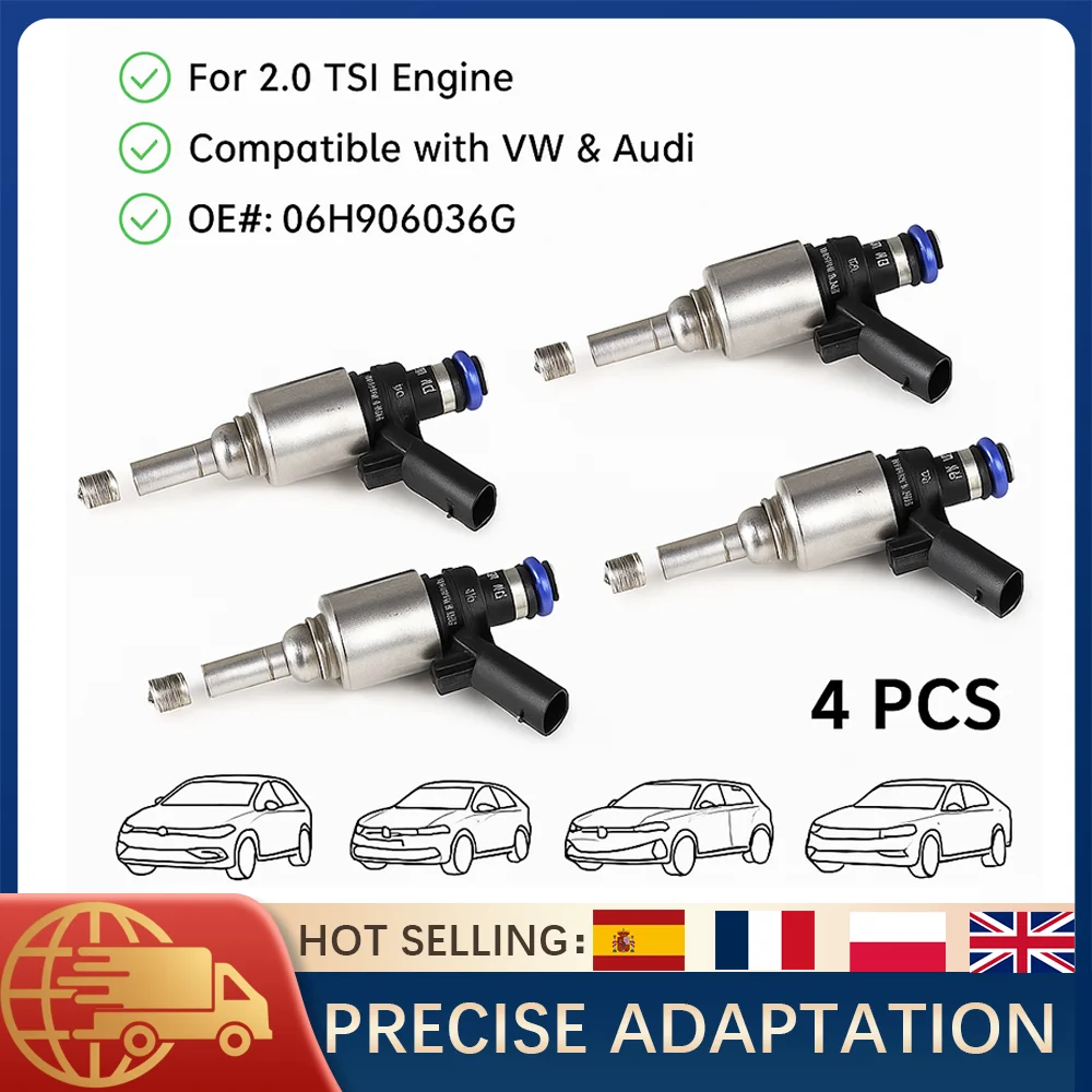

4PCS Fuel Injectors 06H906036G For VW GTI Tiguan Jetta Passat Audi A3 A4 A5 Q5 TT 2.0 TSI Engine Fuel Supply System Parts
