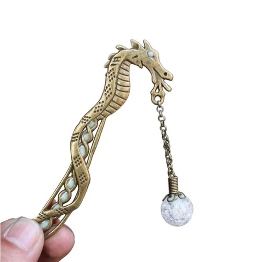 Alloy Glowing Dragon Shape Bookmarks Hairpin with Luminous for Gift Party glowing hairpin dragon shape hairpin