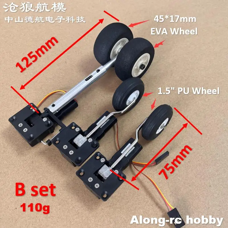 

Two Wheels Nose Retractable Landing Gear with 25g 75mm Main Retracts for 1.5-2kg RC Aircraft EDF Plane DIY Model Spare Parts