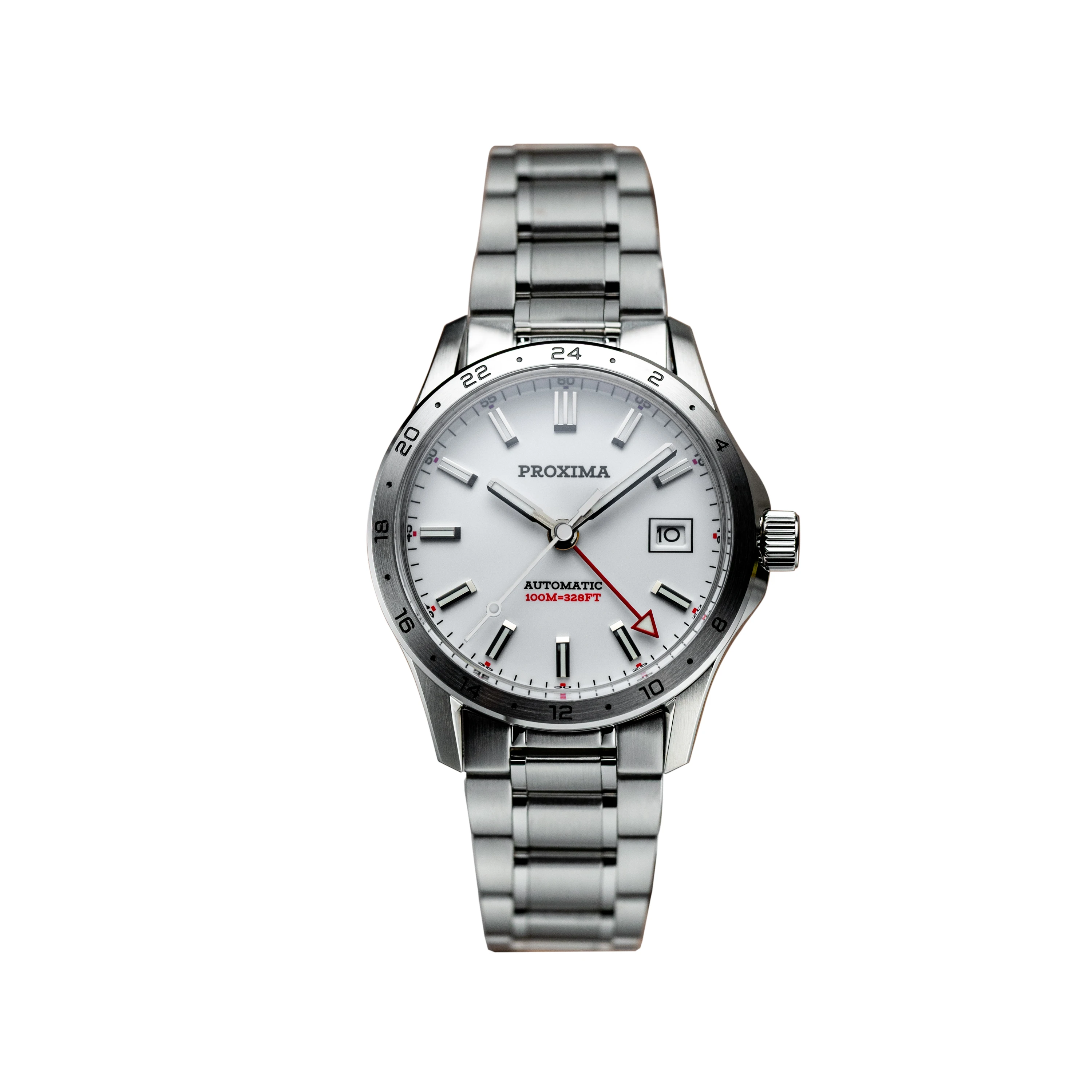 

Proxima Men Automatic Watch 39mm GMT Mechanical Wristwatch 100m Waterproof BGW-9 Luminous Sapphire NH34 Enamel Dial