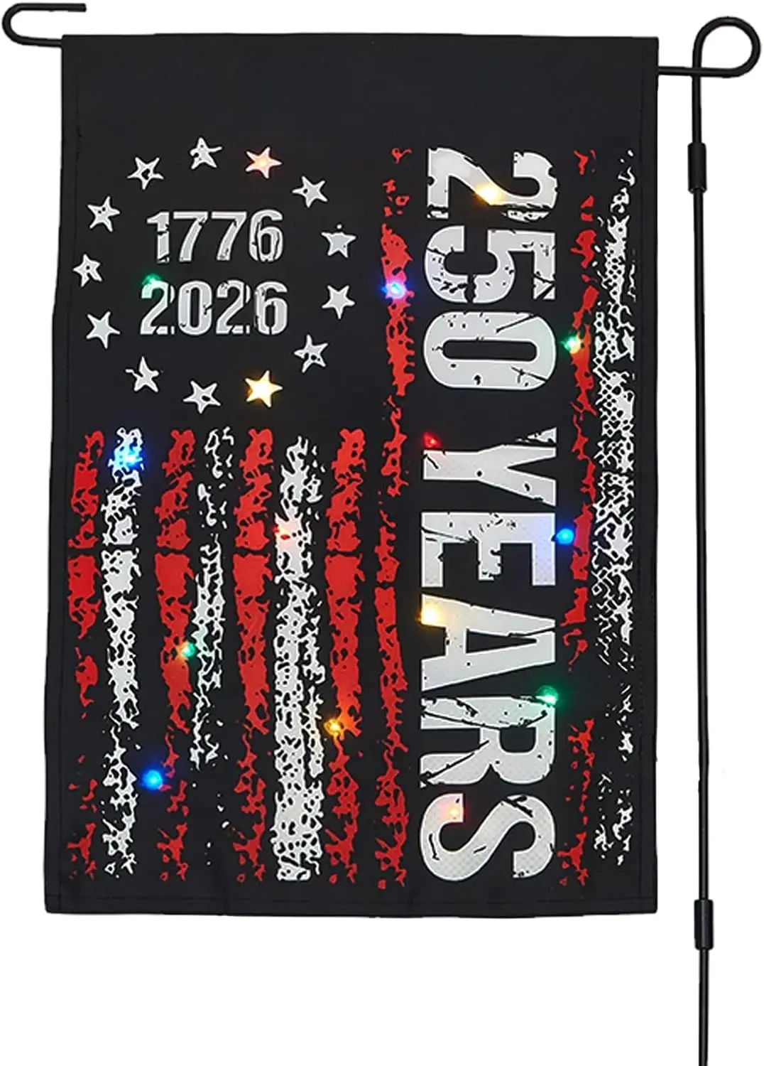 250th Anniversary American Lighted Garden Flag,1776 2026 Commemorative Double-Sided Patriotic Banner for Yard,Patio,4th of J GGX