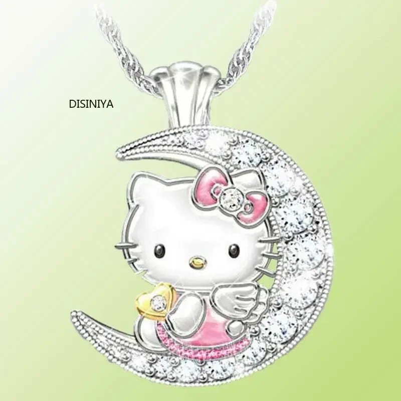 Jewelry Children's Pendant Necklace Women Moon Cute Small Animal Accessories Cartoon Kitten Jewelry Wholesale