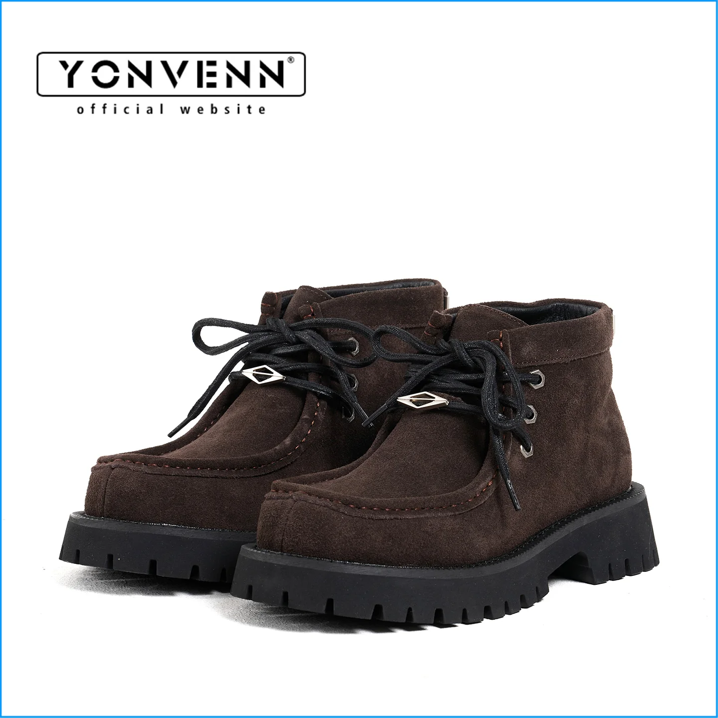 

Retro thick sole height increasing casual short leather boots for men's lace up work outdoor motorcycle boots kangaroo shoes