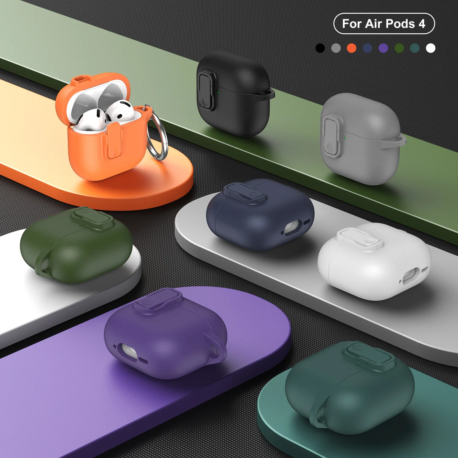 

For Airpods Pro 2 PU Leather Case Cover With Hook Protective Case for Apple Airpods 4 3rd Case Fashion
