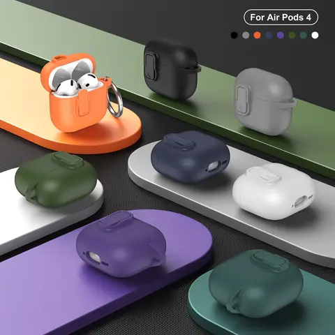 For Airpods Pro 2 PU Leather Case Cover With Hook Protective Case for Apple Airpods 4 3rd Case Fashion