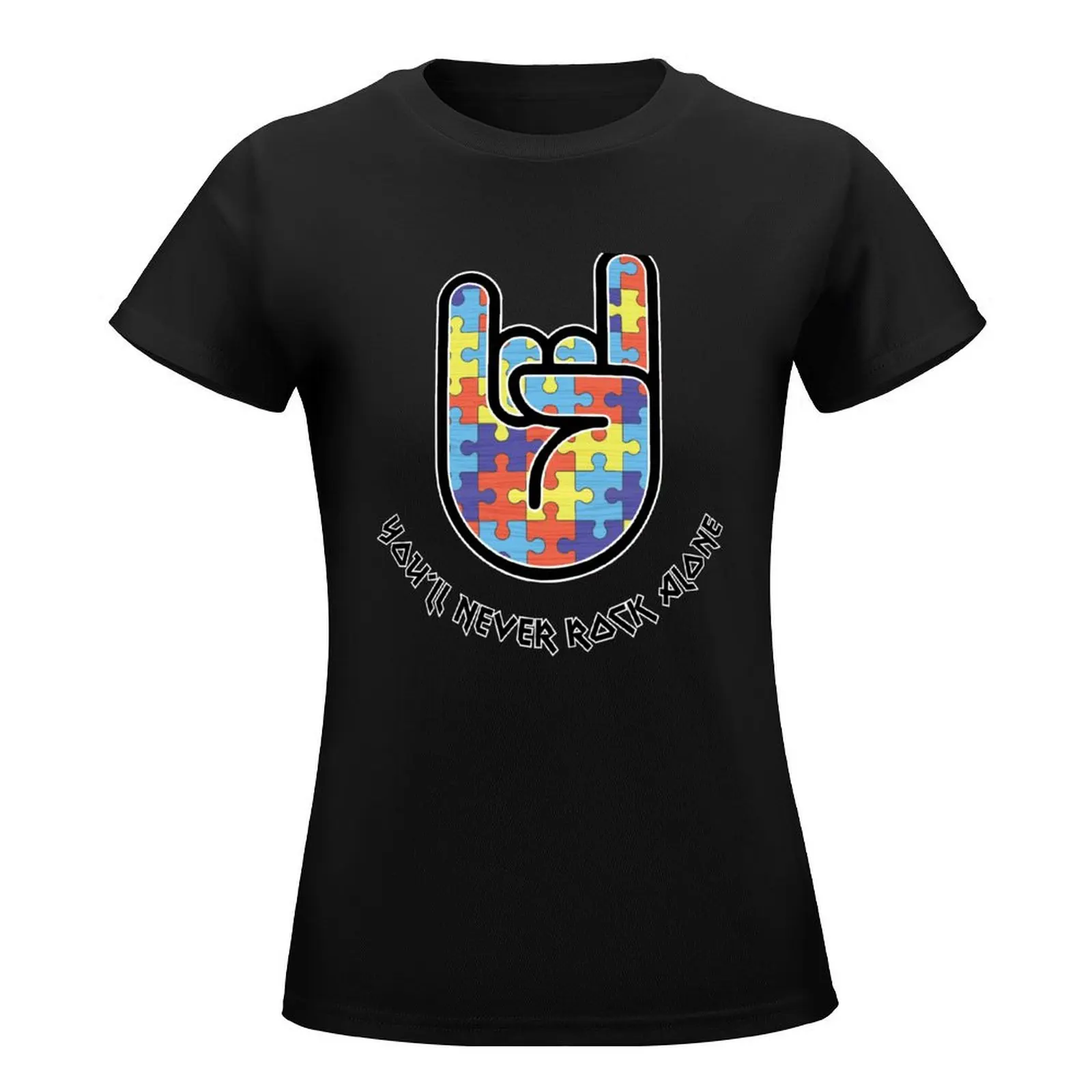 You'll Never Rock Alone - Autism Awareness T-Shirt cute tops oversized tees summer clothes womans clothing