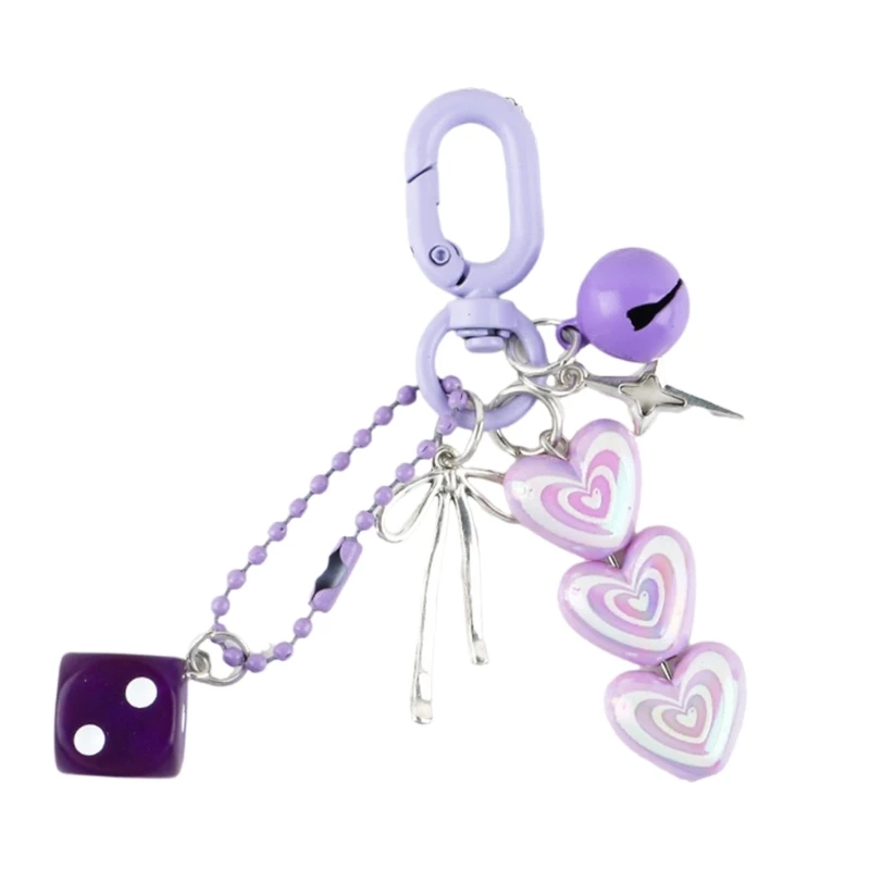 

A3PE Dices Heart Bows Keychain Aesthetic Keychain Accessories Car Key Rings Purse Handbag Backpack Bag Charms for Womens