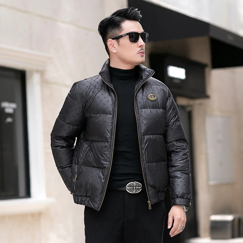 

2025 New Men's down Jaet Winter High-end No-cap Stand-up Collar Thi Warm Outerwear Bla Trendy Cold-resistant Clothes