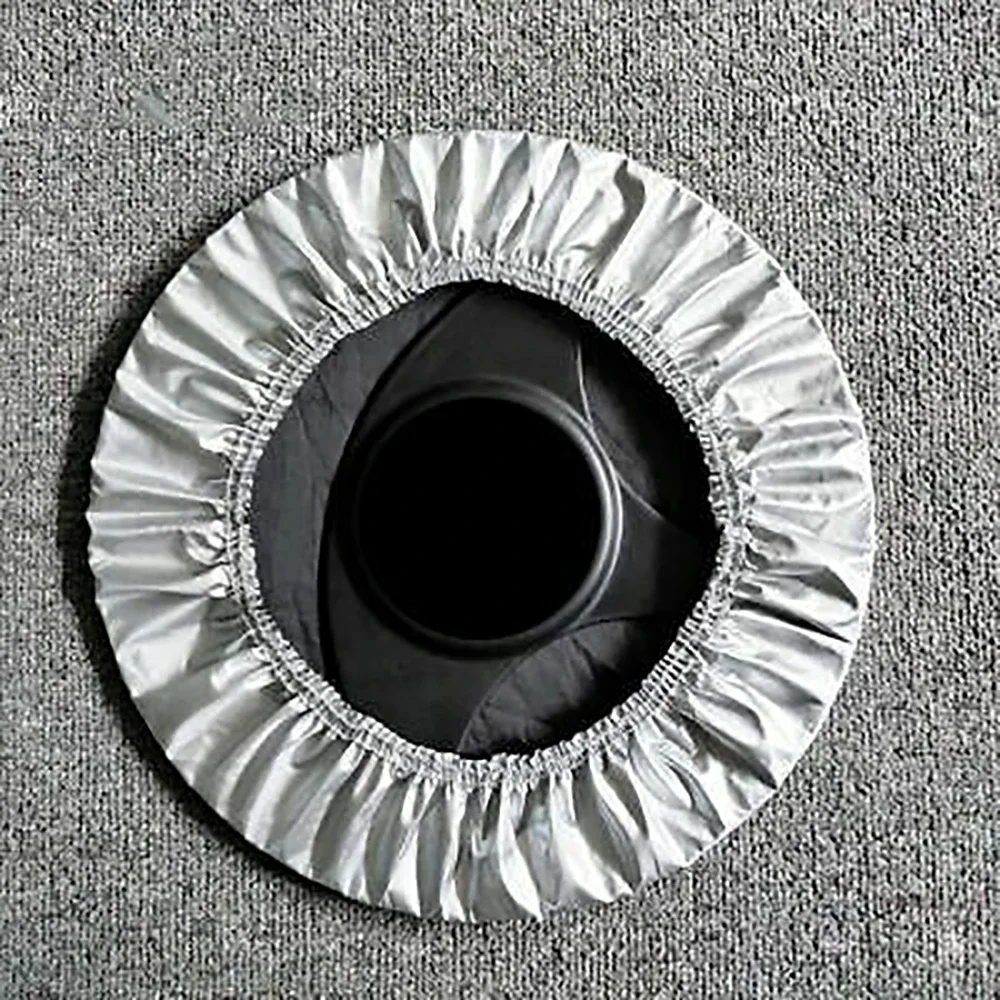 Silver Universal Car Steering Wheel Sun Shade Cover Premium Aluminum Film & Acupuncture Cotton  Material Sun Heat Shield Cover