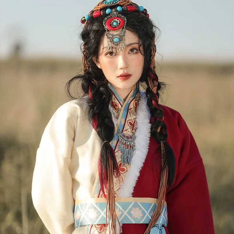 Women Daily Autumn And Winter Chinese Improved Style Han Elements Tibetan Clothing Ethnic Style Han Clothing Dance Costumes