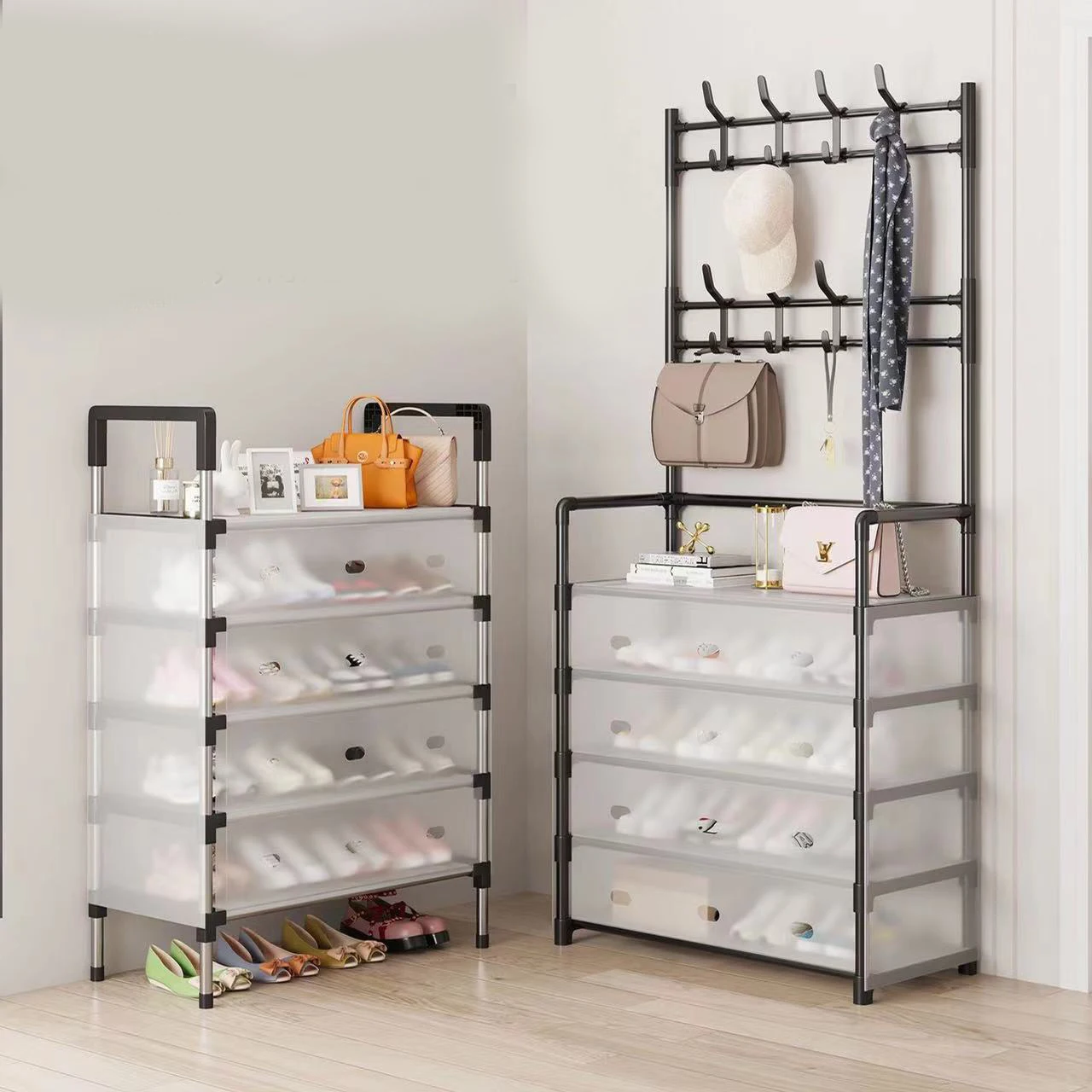 Bedroom Clothes Storage Rack Hat Coats Shoes Bag Floor Load-bearing Living Room Organizer Shelves