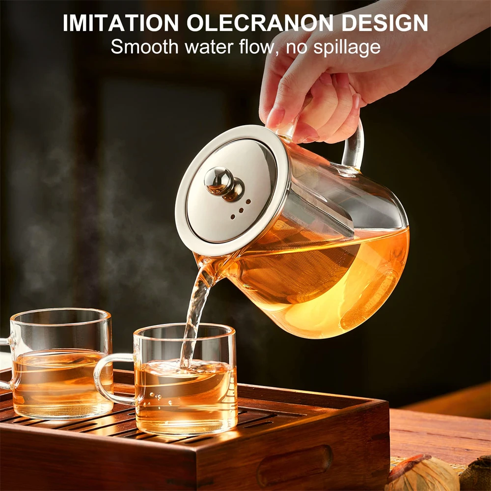 450/1300ML Filterable Heat-resistant Glass Teapot With 304 Stainless Steel Tea Strainer Kung Fu Teaware Set Puer Oolong Pot view 3