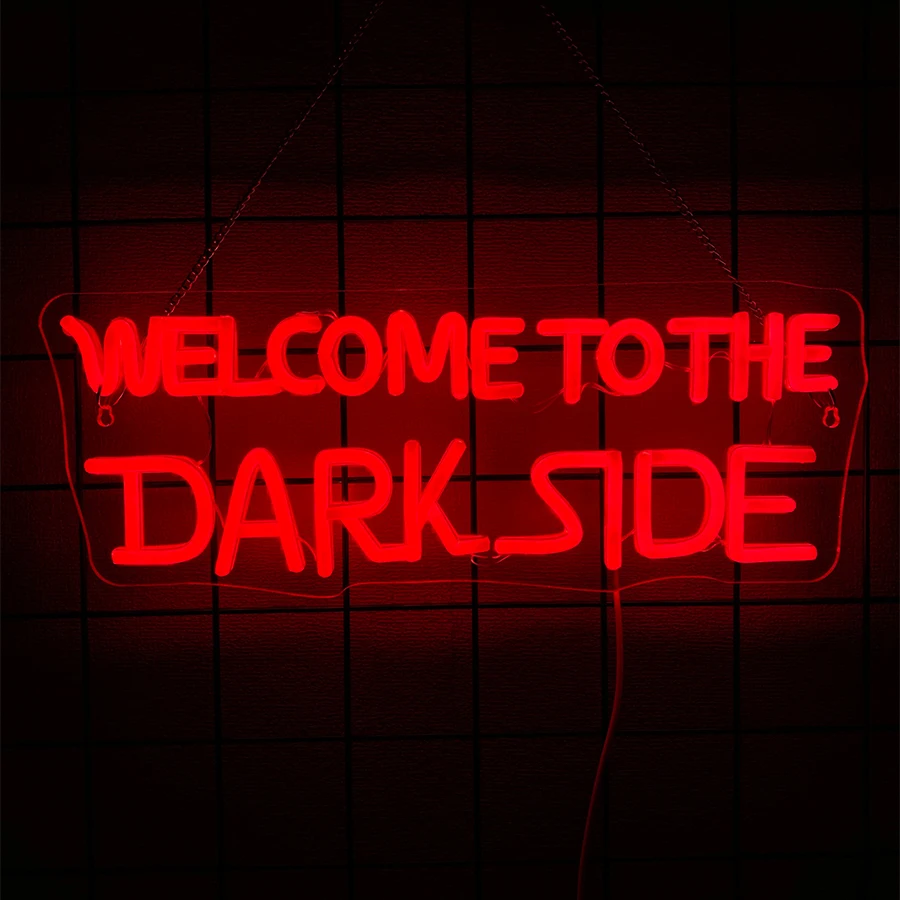 

Добро пожаловать в темную сторону неоновые вывески для декора стен Научно-фантастический свет в стиле фильма для игровых комнат Человек-пещерные бары Настенный декор