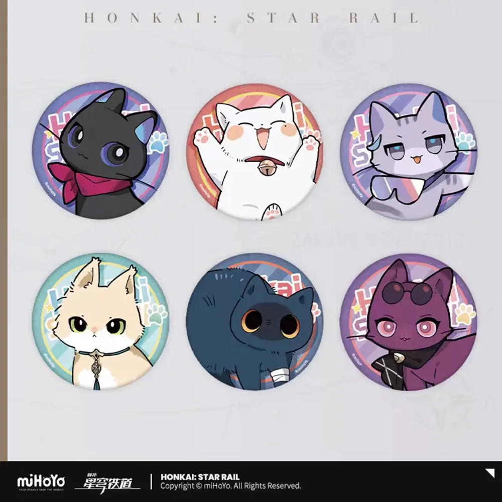 

Sunsyea Honkai Star Rail официальный Merch miHoYo Оригинальный оригинальный значок из серии кошек 6 шт. лезвие Цзин Юань Кафка луча Seele