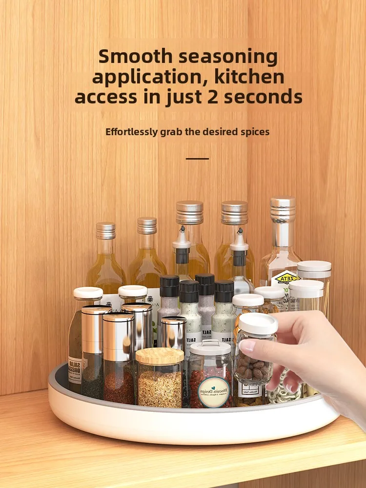 Organizador Giratorio de Especias para Cocina, para Aceite, Sal, Salsa de Soya, Vinagre, Material Plástico, Estilo Nórdico