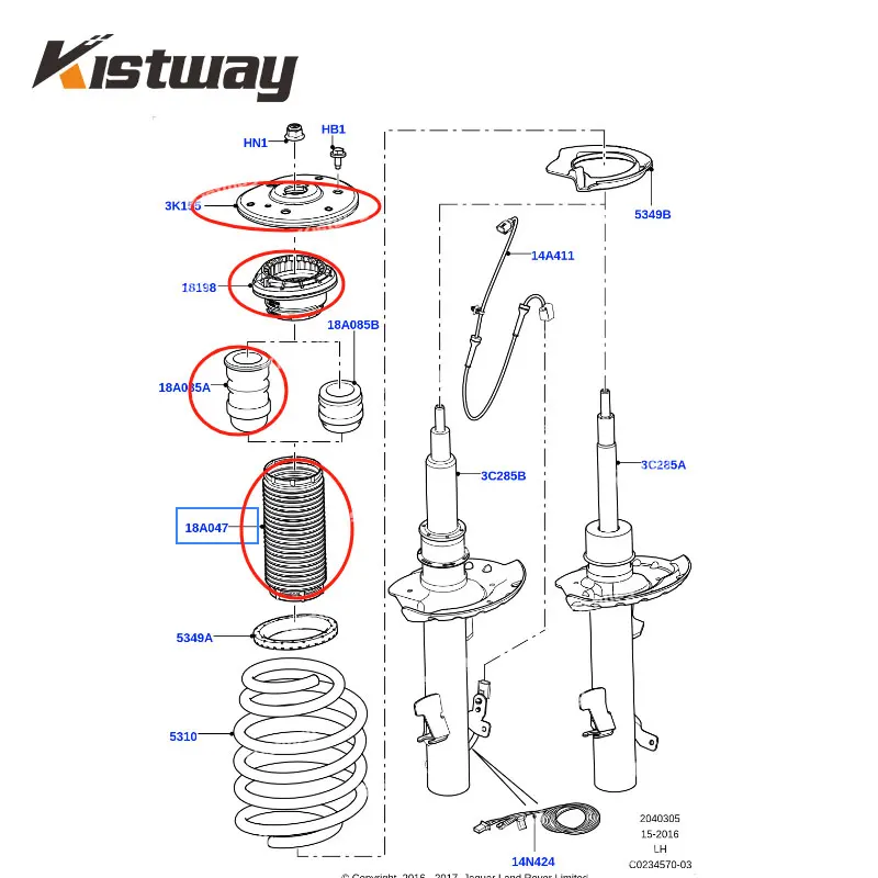 Amortisseur avant pour Range Rover Evoque F1 L551 L538 12-18 LR024477, kit de botte anti-poussière en caoutchouc, support de jambe de force, sans ADS, 8 pièces