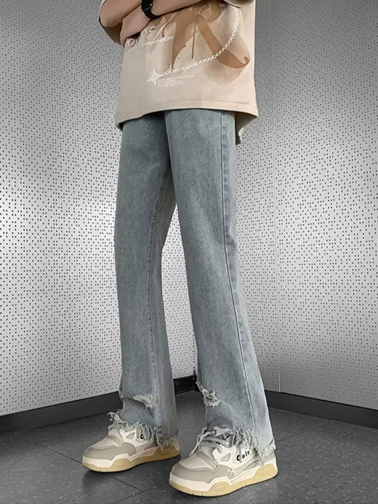 

Мужские джинсы American Sle в стиле High Street Vibe, прямые, с эффектом потертости, модные, для подростков и молодежи