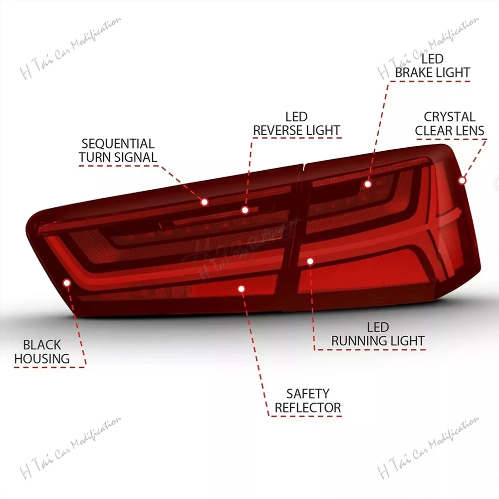 LED Tail Lights For Audi A6 A6L C7 2012 2013 2014 2015 Rear Lamps Taillights Rear Brake Light Turn Signal Car Light Assemblies view 6