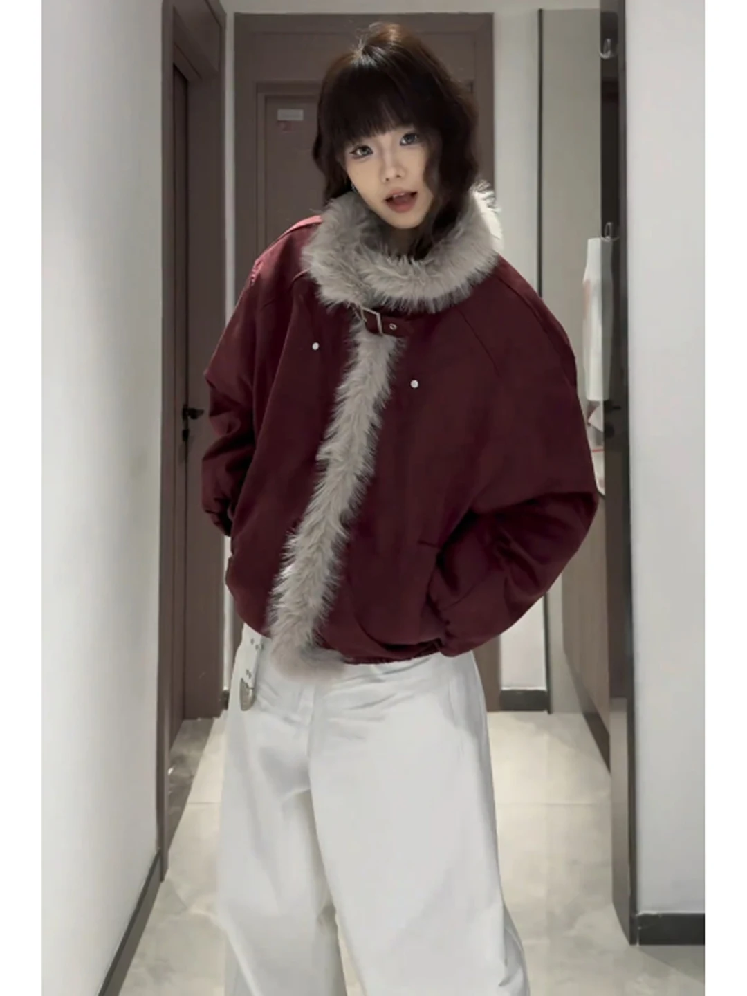 

Мужская зимняя теплая куртка из хлопка Red Goat Year с утолщенным замшевым воротником-стойкой в американском стиле, повседневное пальто