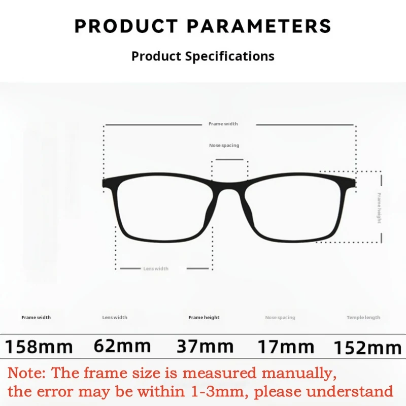 XBORA Alloy Square Men's Super Big Size Half Eyeglasses Frame Fashion Trend Classic Business Daily Casual High-Quality Glasses