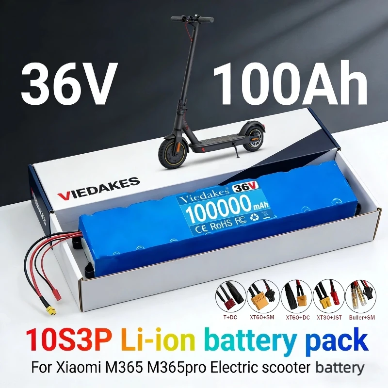 

Аккумулятор 10S3P 36В 100Ач 18650, литий-ионный, перезаряжаемый, со встроенной BMS, для электросамокатов Xiaomi M365 M365pro