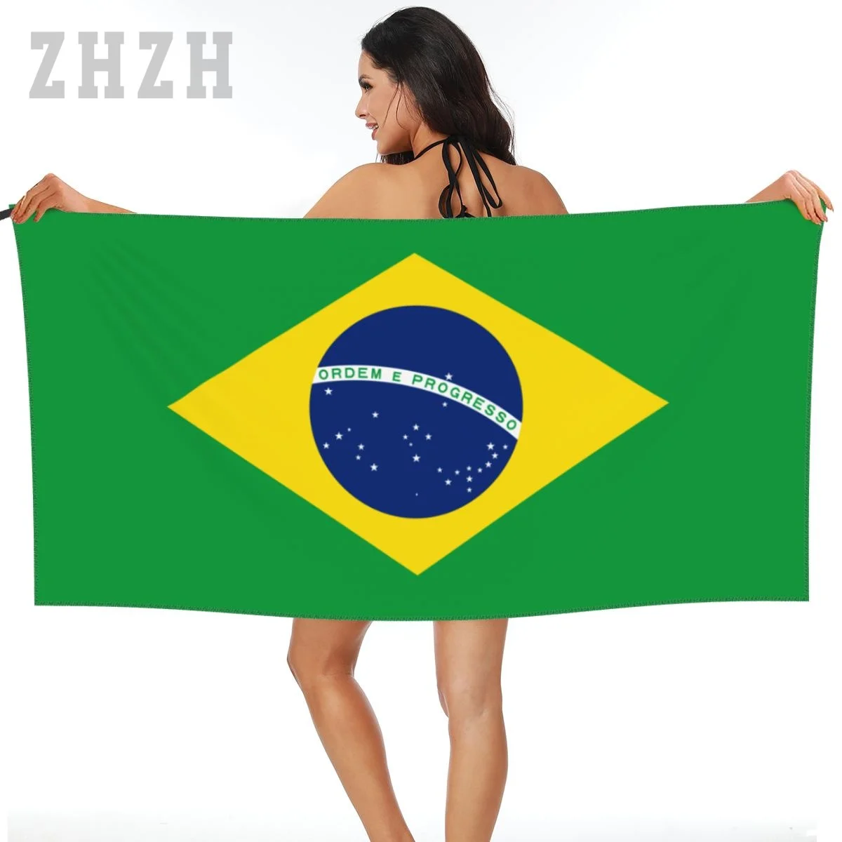 

More Design Brazil Flag Emblem Bath Towel Quick dry Microfiber Absorbing Soft Water Breathable Beach Swimming Bathroom