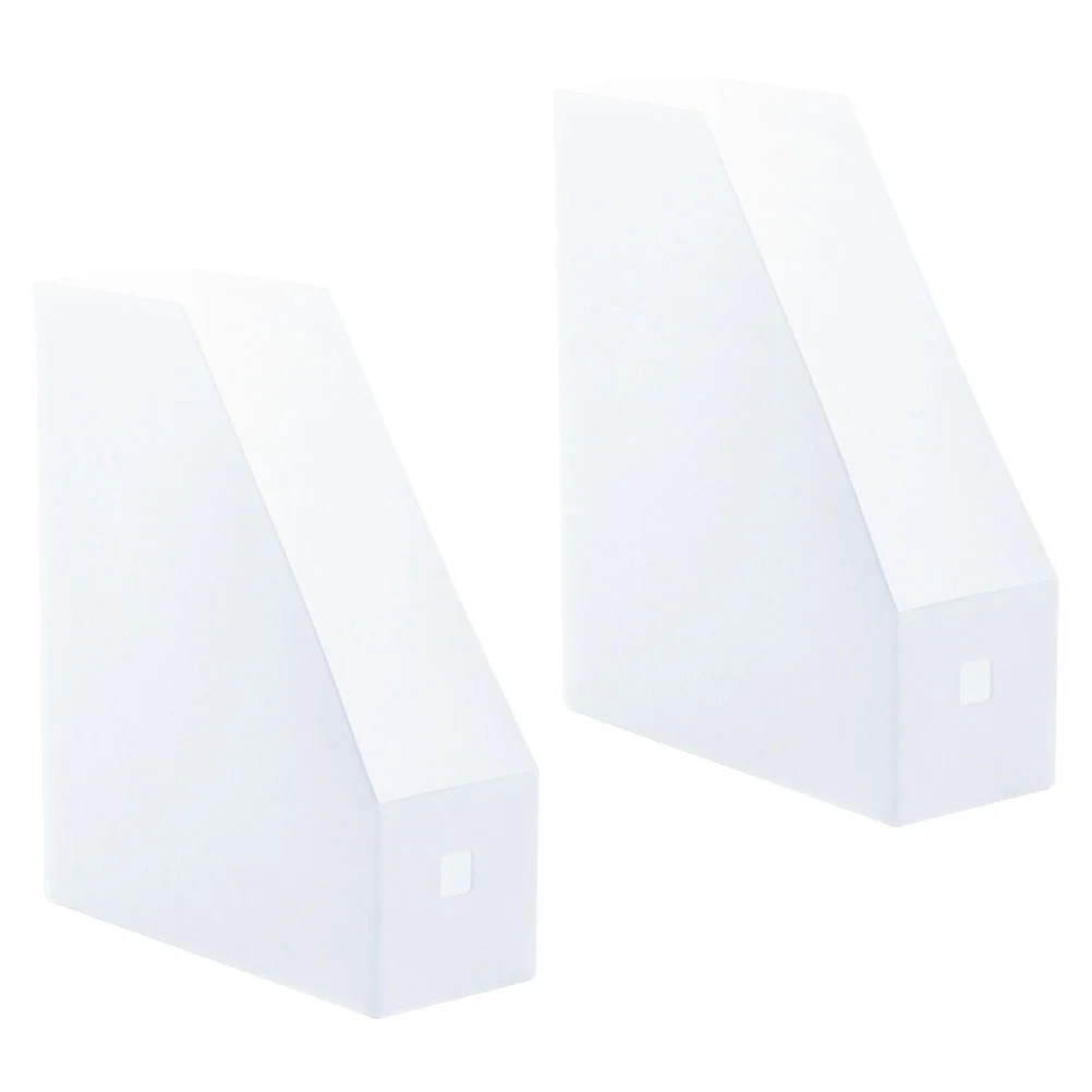 2 Pcs Container File Storage Rack Work White Shelves Bookshelf Plastic Wall Mounted Document Holder