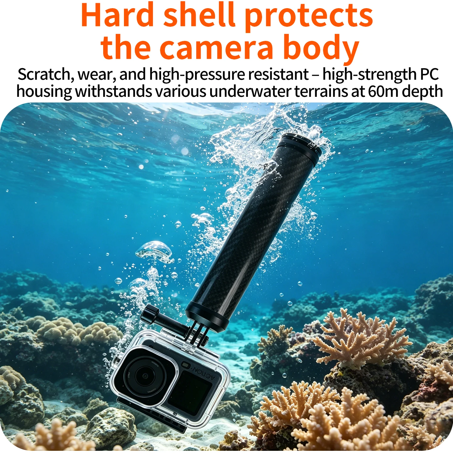 60M Wasserdichtes Gehäuse für DJI Osmo Action 6 mit Auftriebsstab-Griff, Hochtransparentes Tauchgehäuse für Action6 Kamera – Detail 4