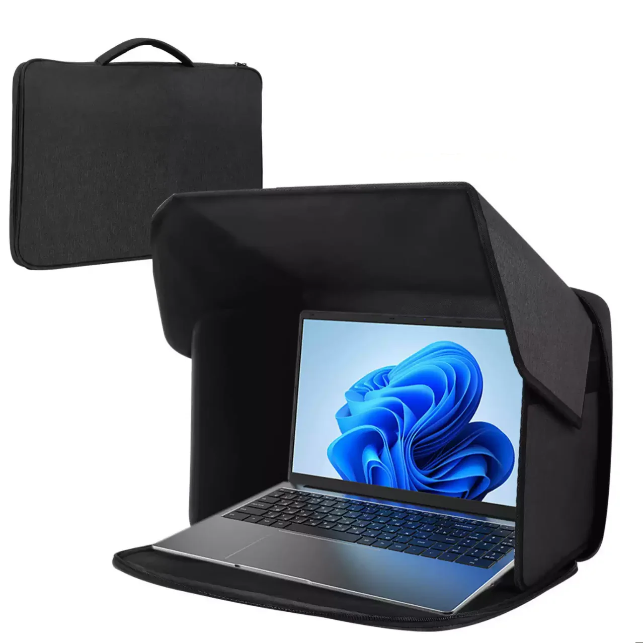 2in1 Foldable Sun Hood Shade AntiGlare Privacy Laptop Screen Anti Peep Cover Portable Dustproof Shield Outdoor Office Travel Bag