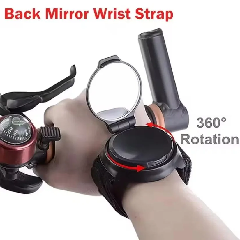 Portable Bicycle Rearview Mirror Wristband Rear View Mirror Arm Back Mirror Wrist Strap Bicycle Rear Reflector 360 Rotating