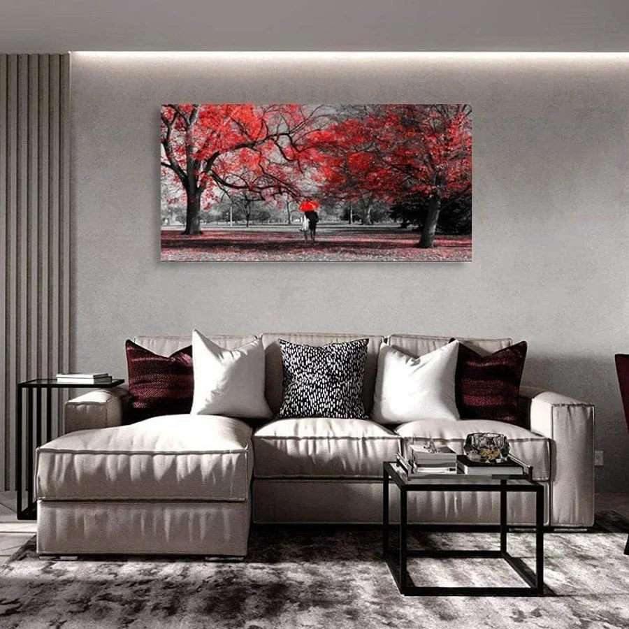 5D mosaico arte albero decorazione della parete rossa paesaggio naturale foresta pittura diamante paesaggio punto croce trapano completo regalo fatto a mano