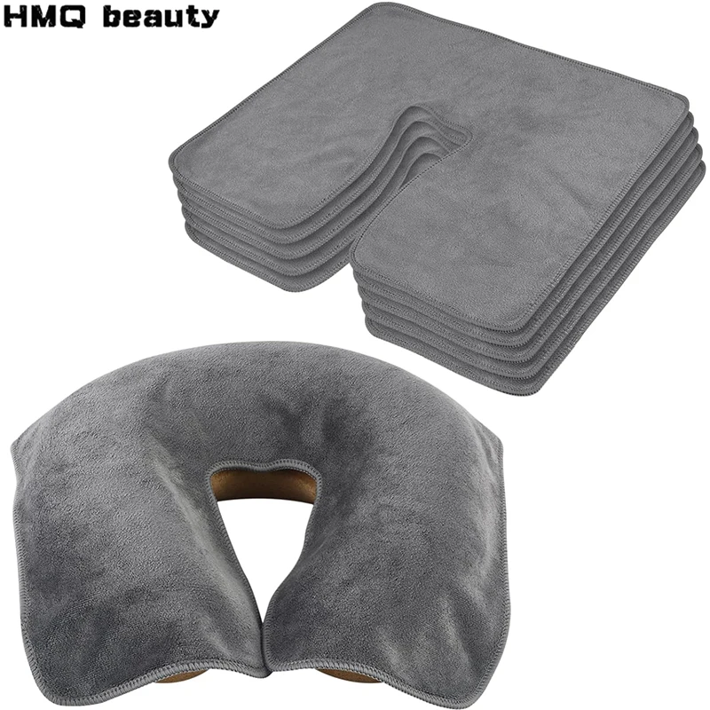 U-Shaped Facial Pillow Cover Microfiber Face Cradle Covers Large Size Soft and Reusable Massage Headrest Cover Beauty Supplies