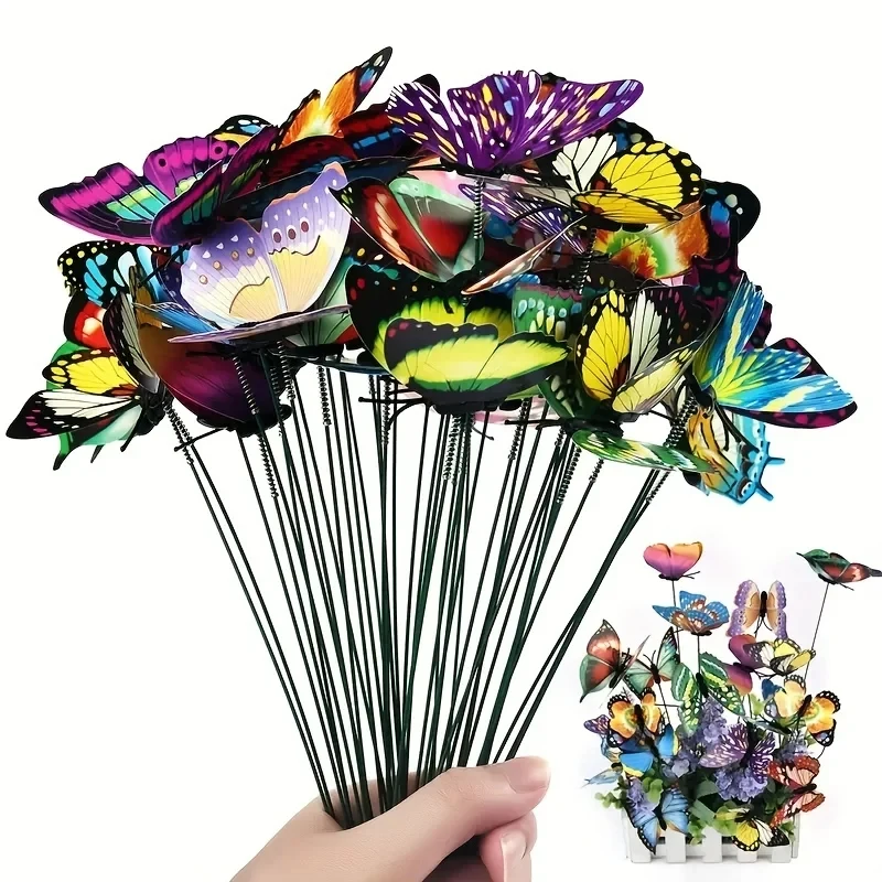 5-50Pcs Simulation Butterfly Decor Stakes Home Party Garden Patio Decor Colorful Multi-Purpose Butterfly Yard Plant Decor