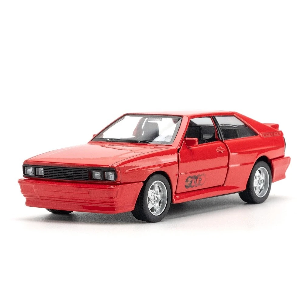 

1:36 Quattro 1980 Car Model Toy Doors Opened Pull Back Models Alloy Diecast Rubber Tires Vehicle Ideal Present