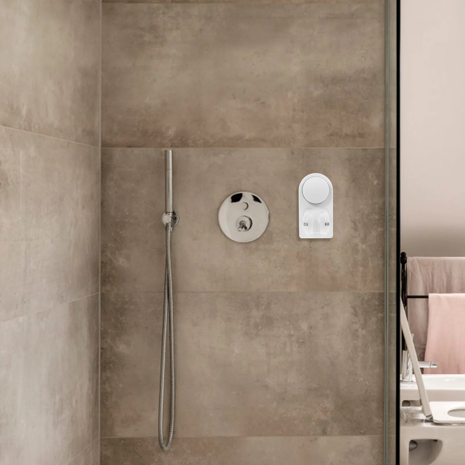 

Adjustable Handheld Head Bracket Wall Mounted Suction Durable Sturdy Bathroom Accessory Holds Ball Support For Standard Shower