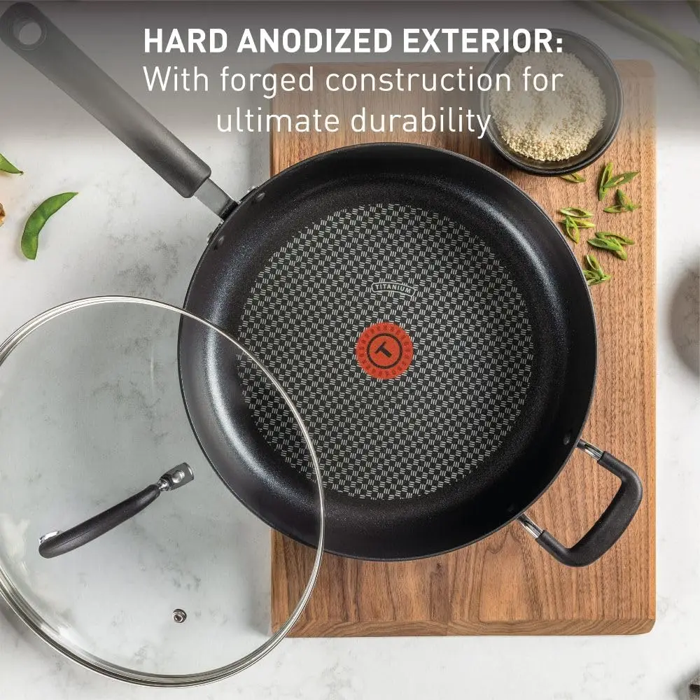 Ultimate Hard Anodized Non Stick Jumbo Cooker With Lid & Helper Handle 5 Quart, Oven Broiler Safe 400F, Lid Safe 350F, Cookware