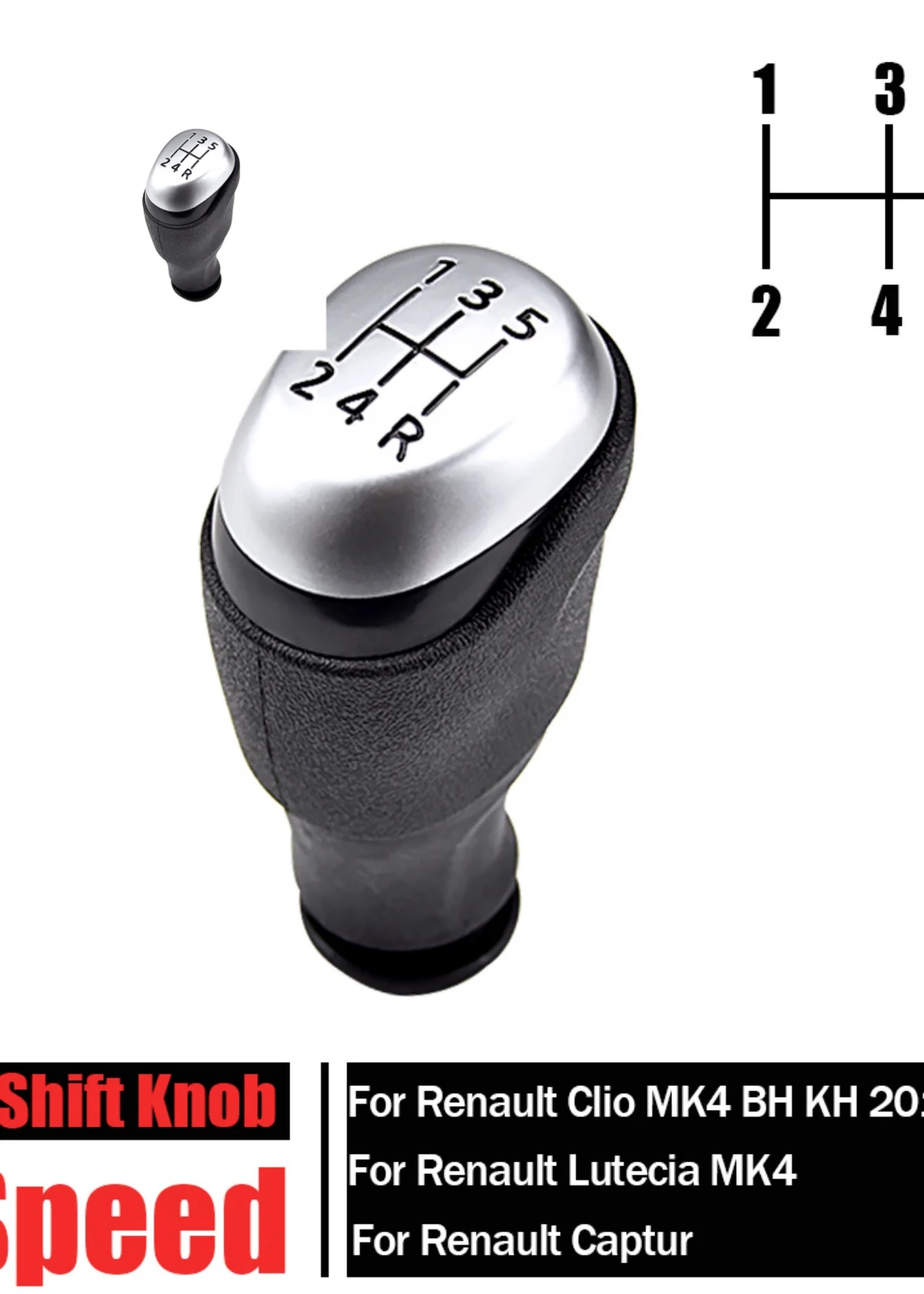 

For Renault Clio 4 IV MK4 328654134R 328651259R 328657531R 328655866R 5 Speed Manual Gear Shift Knob