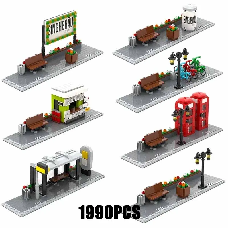 Street View Model Moc Building Bricks Corner Extension Scene Technology Modular Blocks Gifts Christmas Toys DIY Sets Assembly