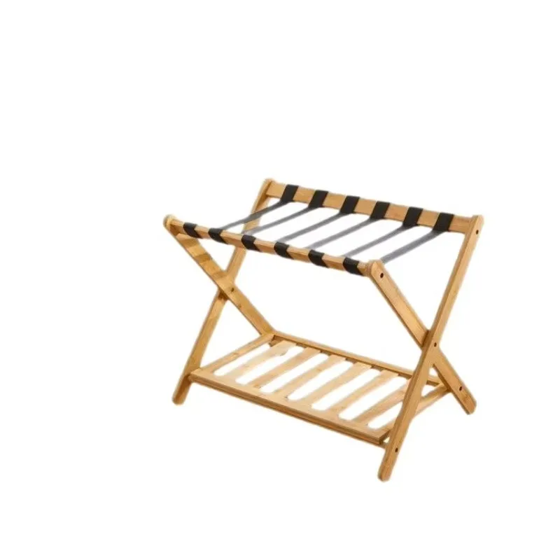Bamboo Folding Luggage Rack for Hotel Guest Room Bedroom Storage Multi-Purpose Commercial Furniture Modern Minimalism Design